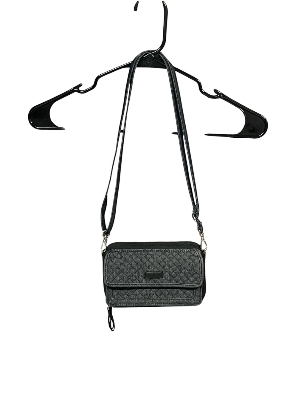Vera Bradley Gray/Black Quilted Crossbody wallet Bag Travel Adjustable Floral